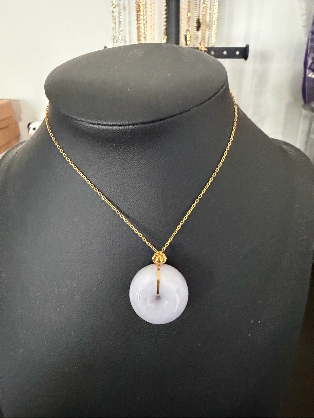 Jade Pale Lavender Donut Pendant Necklace by Jade
